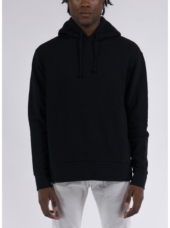 FELPA LOGO EMBROIDERY HOODIE, 999 BLACK, medium