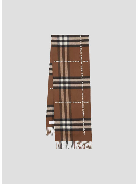 SCIARPA IN CASHMERE E MOTIVO TARTAN, A8900 DARK BIRCH BROWN, medium