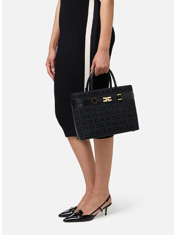 BORSA TOTE CON MORSETTO GRANDE, 110 NERO, small