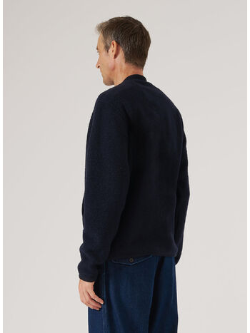 GIUBBOTTO RUST WOOL FLEECE ZIP BOMBER, NAVY, small