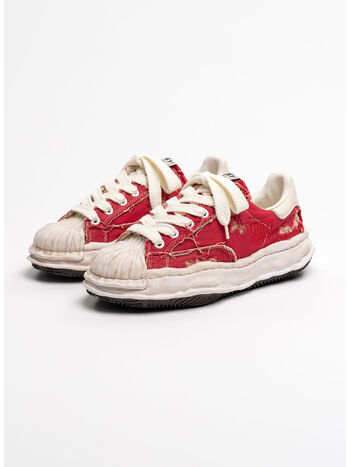 SCARPA OG SOLE RIPPED OVERDYE CANVAS LOW-TOP UNISEX, RED, small