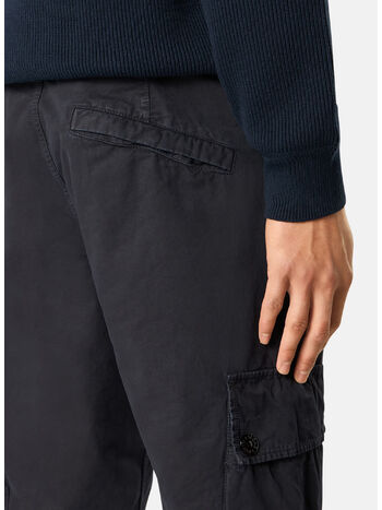 PANTALONE CARGO BRUSHED ORGANIC COTTON CANVAS OLD EFFECT, V0120 BLUE, small