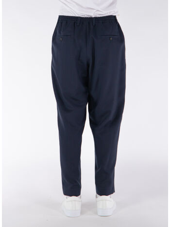 PANTALONI CROP IN FRESCO LANA CON COULISSE, 00B99 BLUBLACK, small