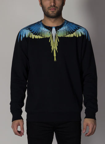 FELPA WINGS REGULAR CREWNECK, BLACK/LIME, small