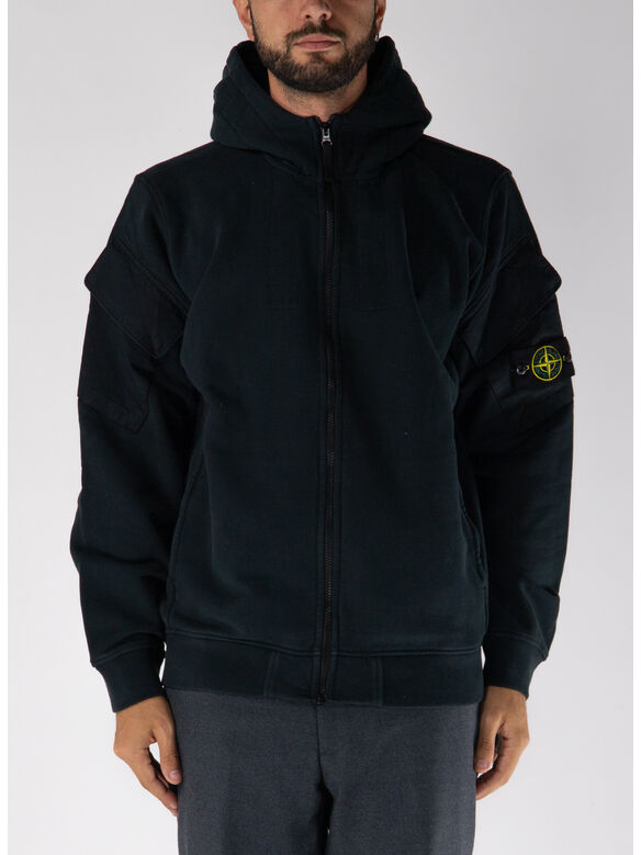 FELPA FULL ZIP BRUSHED ORGANIC COTTON FLEECE, V0029 BLACK, medium