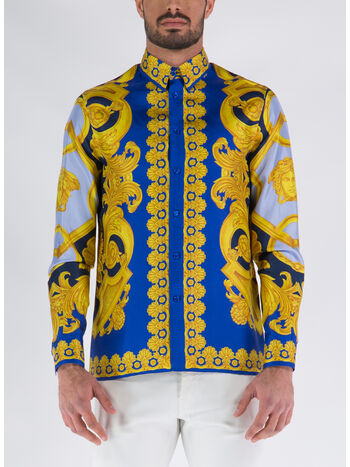 CAMICIA IN SETA, 5U670 NAVY COBALT GOLD, small