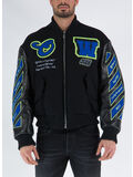GIACCA BOMBER VARS HAMMER LEATHER OVER, 1069 BLACK BLUE, thumb