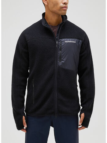 FELPA FULL ZIP IN PILE, BLACK, small