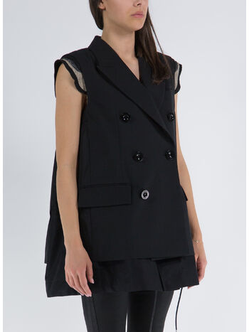 GIACCA SUITING MIX VEST, 001 BLACK, small