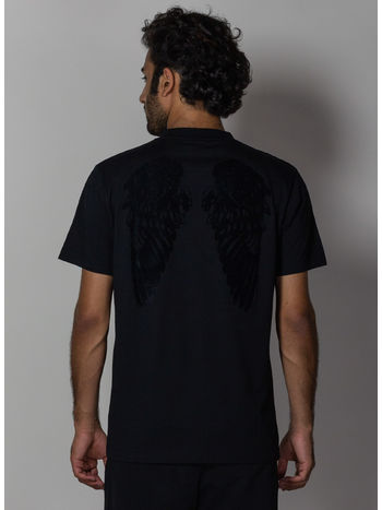 T-SHIRT FLOCK HEART WINGS, BLACK/BLACK, small