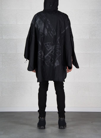 GIUBBOTTO R&C WOVEN PONCHO, BLACK, small
