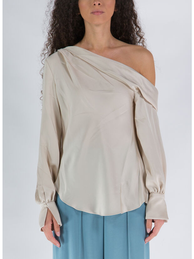 TOP ALICE SATIN ONE SHOULDER, CHAMPAGNE, large