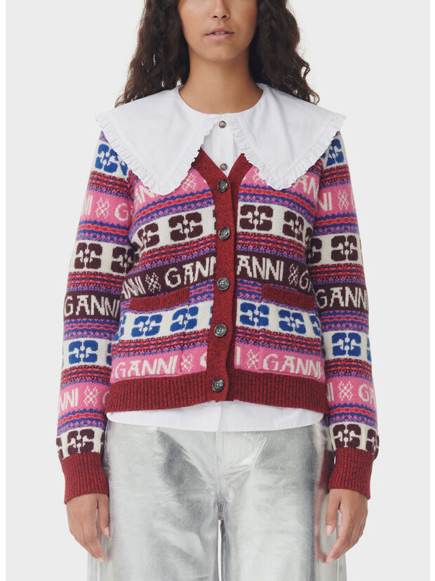 CARDIGAN CON LOGO, 999 MULTICOLOR, large