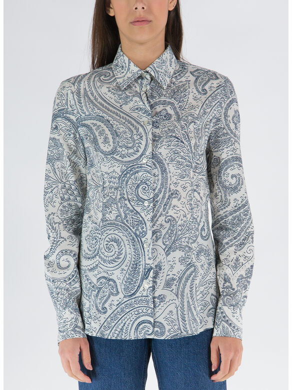 CAMICIA POPELINE PAISLEY, 990 BIANCO, medium
