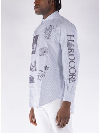 CAMICIA OXFORD GRAPHIC OVER PRINTED, BLUE BLUE, small
