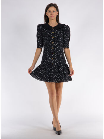 ABITO MINI  DAISY PRINT SILK WITH COLLA, 0900 BLACK, small