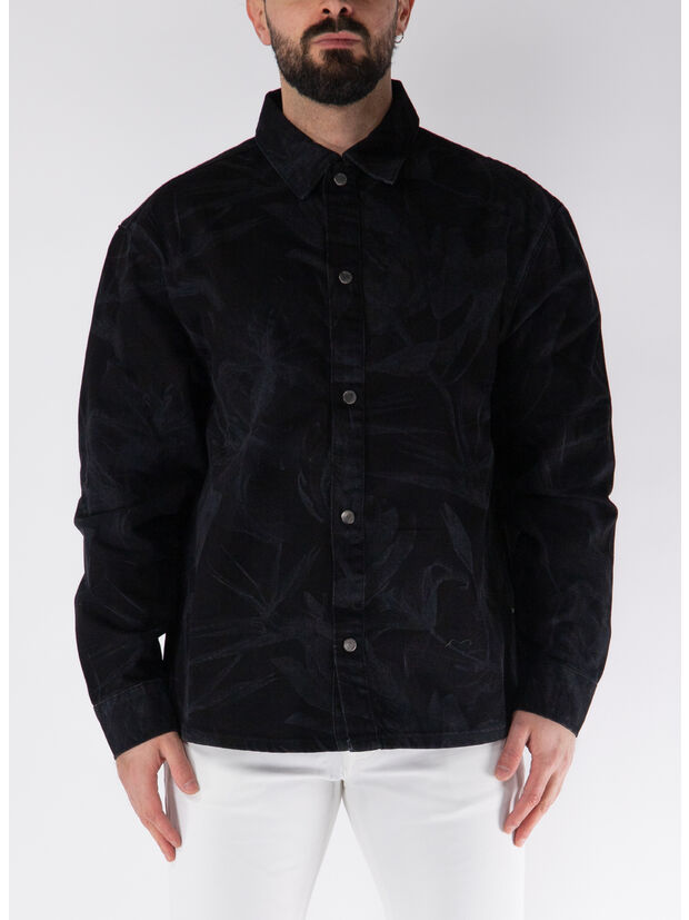 CAMICIA FLORAL LASER, BLACK, large