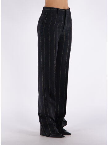 PANTALONE LIGHT WOOL LUREX PINSTRIPE, 0932 BLACK GOLD, small