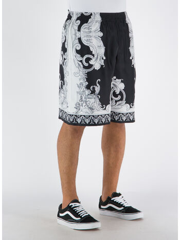 SHORTS IN SETA SILVER BAROQUE, 5B040 NERO/BIANCO, small