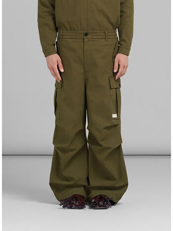 PANTALONE CARGO IN GABARDINA, 00V67 LEAV GREEN, small