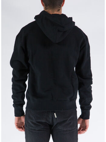 FELPA CON CAPPUCCIO, 001 BLACK, small