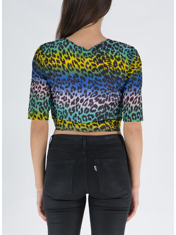 T-SHIRT CROPPED PRINTED MESH, 999 MULTICOLOR, small