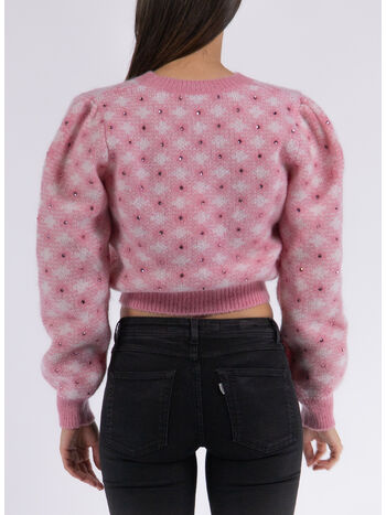 CARDIGAN IN MAGLIA VICHY, 1882 PINK, small