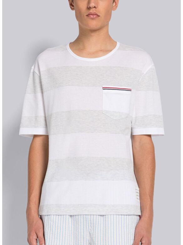 T-SHIRT OVERSIZED SHORT SLEEVE POCKET, 057 PALE GREY/WHITE, medium