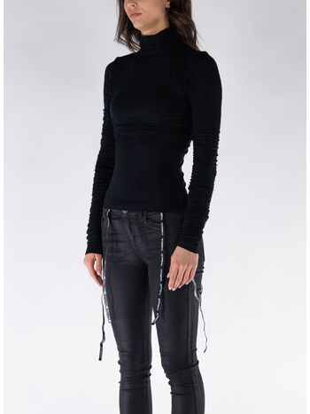 TOP CROP GATHERED JERSEY, BLACK, small