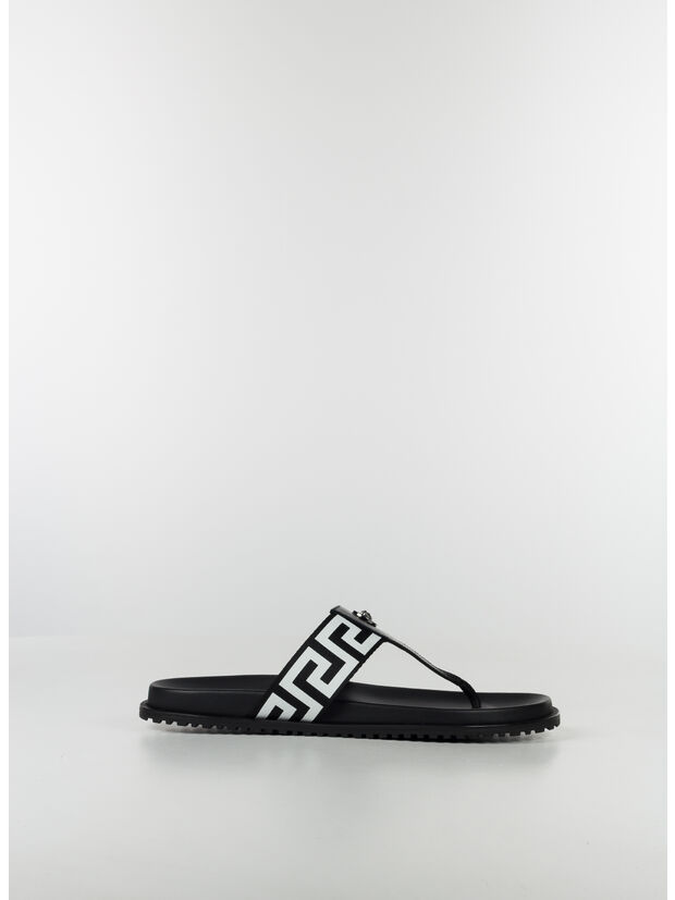 SANDALO MEDUSA GRECA, 2B02B NERO BIANCO , large