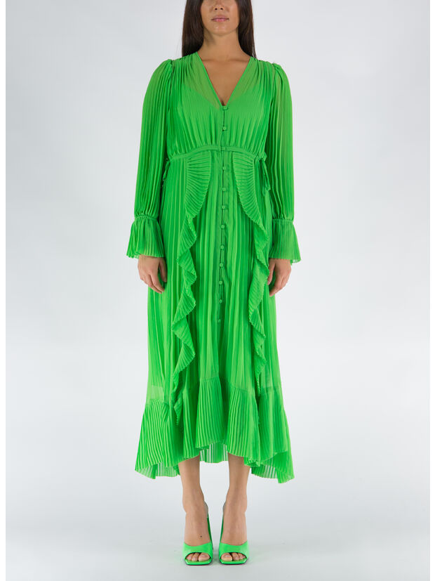 ABITO CHIFFON RUFFLE, GREEN, large