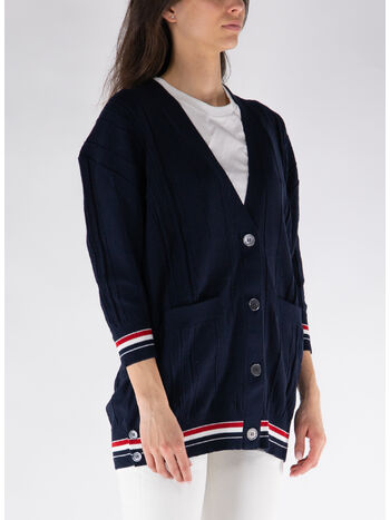 CARDIGAN OVER STRIPE, 415 BLU, small