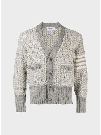 CARDIGAN TUCK STITCH CLASSIC V NECK, 055 LT GREY, small