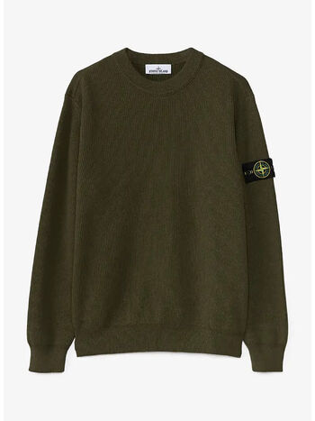 MAGLIONE RIBBED SOFT COTTON, V0M5G MILITARYGREENMELANGE, small