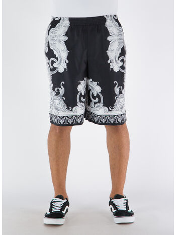 SHORTS IN SETA SILVER BAROQUE, 5B040 NERO/BIANCO, small