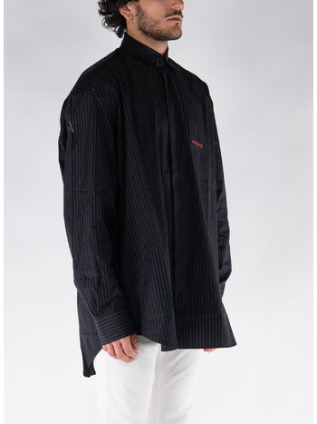 CAMICIA A RIGA CON TASCA, BLACK, small