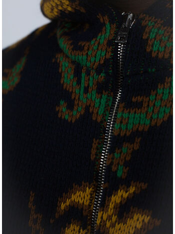 FELPA IN MAGLIA CON CAPPUCCIO FLOREALE JACQUARD, 0200, small