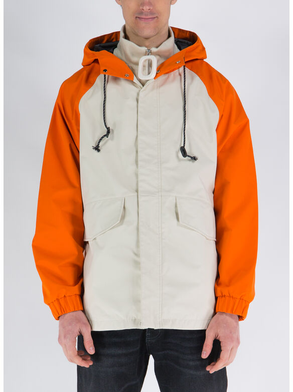 PARKA SHORT COLOURBLOCK, 152 CEMENT/ORANGE, medium