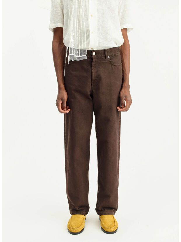 JEANS WIDE CUT, WASHED BROWN, large