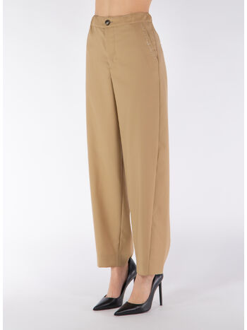 PANTALONI CROP IN FRESCO LANA CON COULISSE, 00W75, small