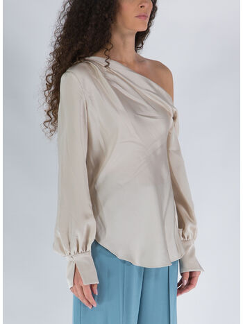 TOP ALICE SATIN ONE SHOULDER, CHAMPAGNE, small