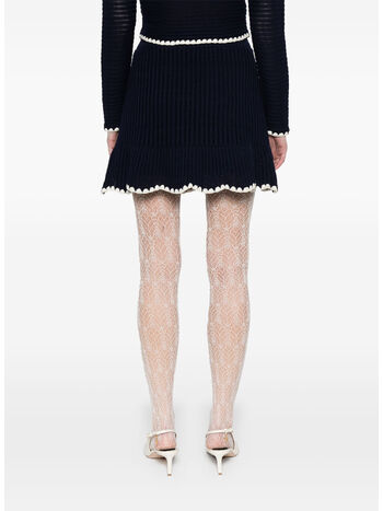 GONNA MINI CON BORDINO A CONTRASTO, NAVY, small