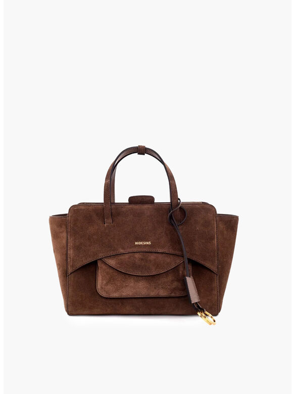 BORSA FLAP M SUEDE, CHO CHOCOLAT, medium