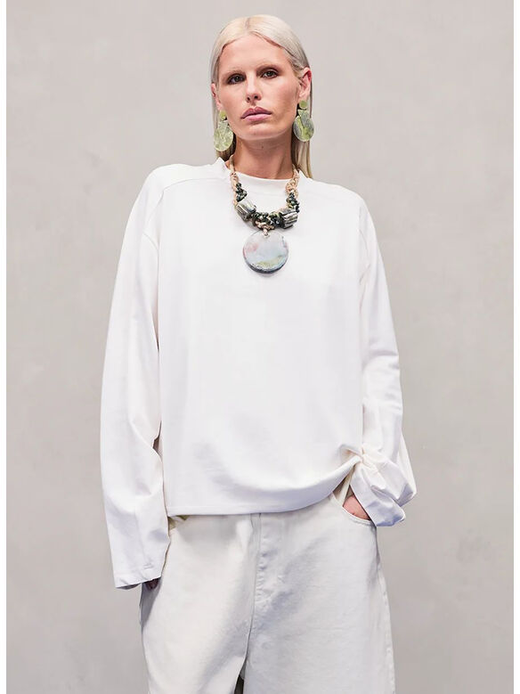 FELPA HEAVY LONG SLEEVE UNISEX, 0053 WHITE, medium