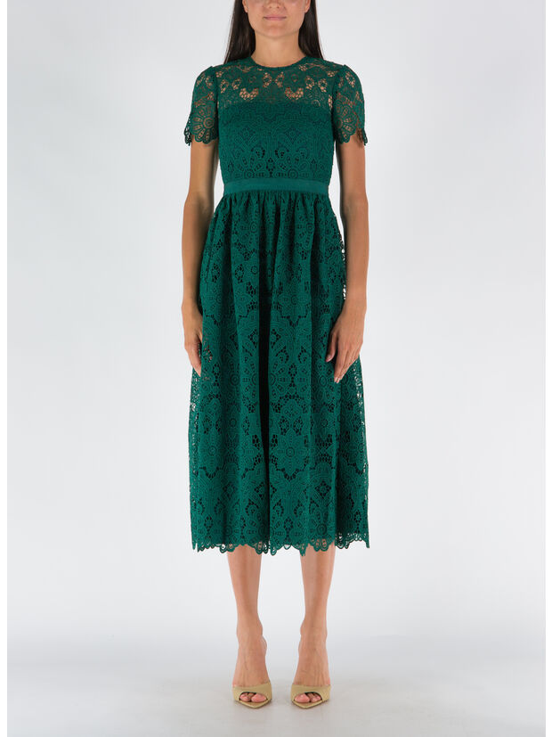 ABITO DARK GREEN FLORAL GUIPURE, DARK GREEN, large