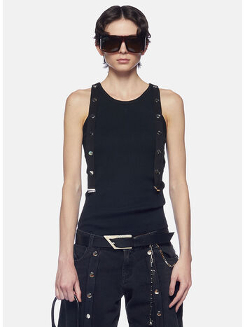 CANOTTA A COSTE CON CINTURINO, 100 BLACK, small