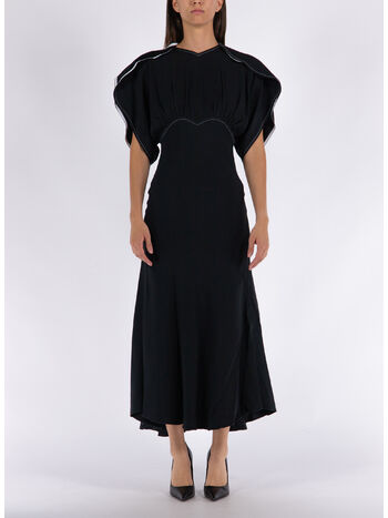 ABITO GATHERED DOLMAN MIDI, 1 BLACK, small