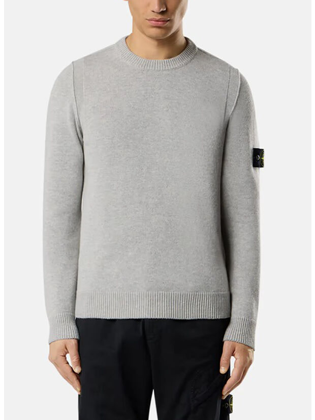 MAGLIONE GIROCOLLO LAMBSWOOL, V0M64 MELANGE GREY, large