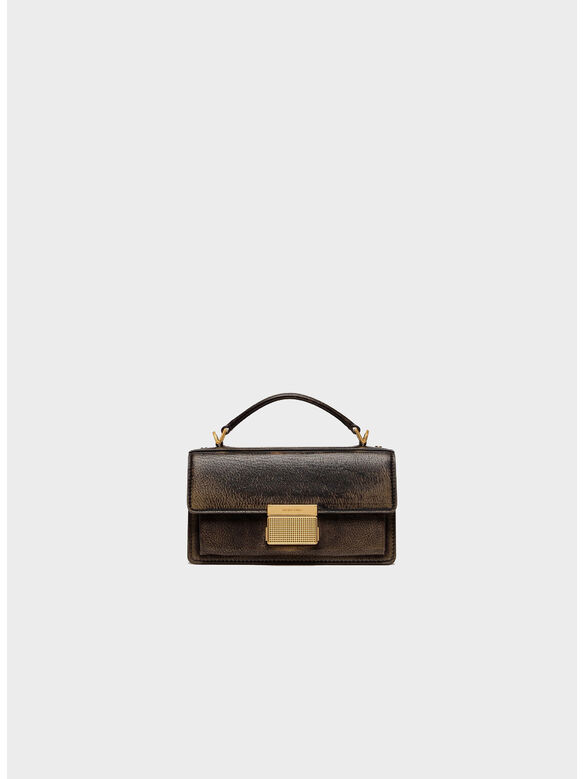 BORSA A MANO VENEZIA IN PELLE PALMELLATO SMALL, 55357 TESTA DI MORO, medium