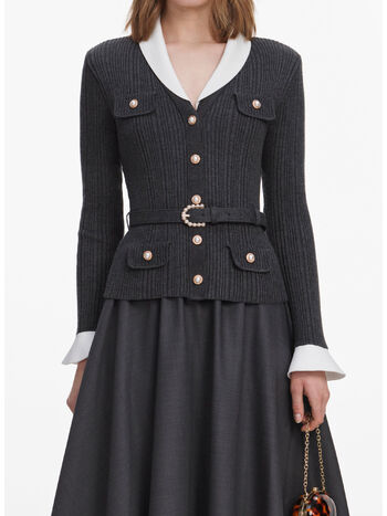 ABITO KNIT TWILL MIDI, GREY, small